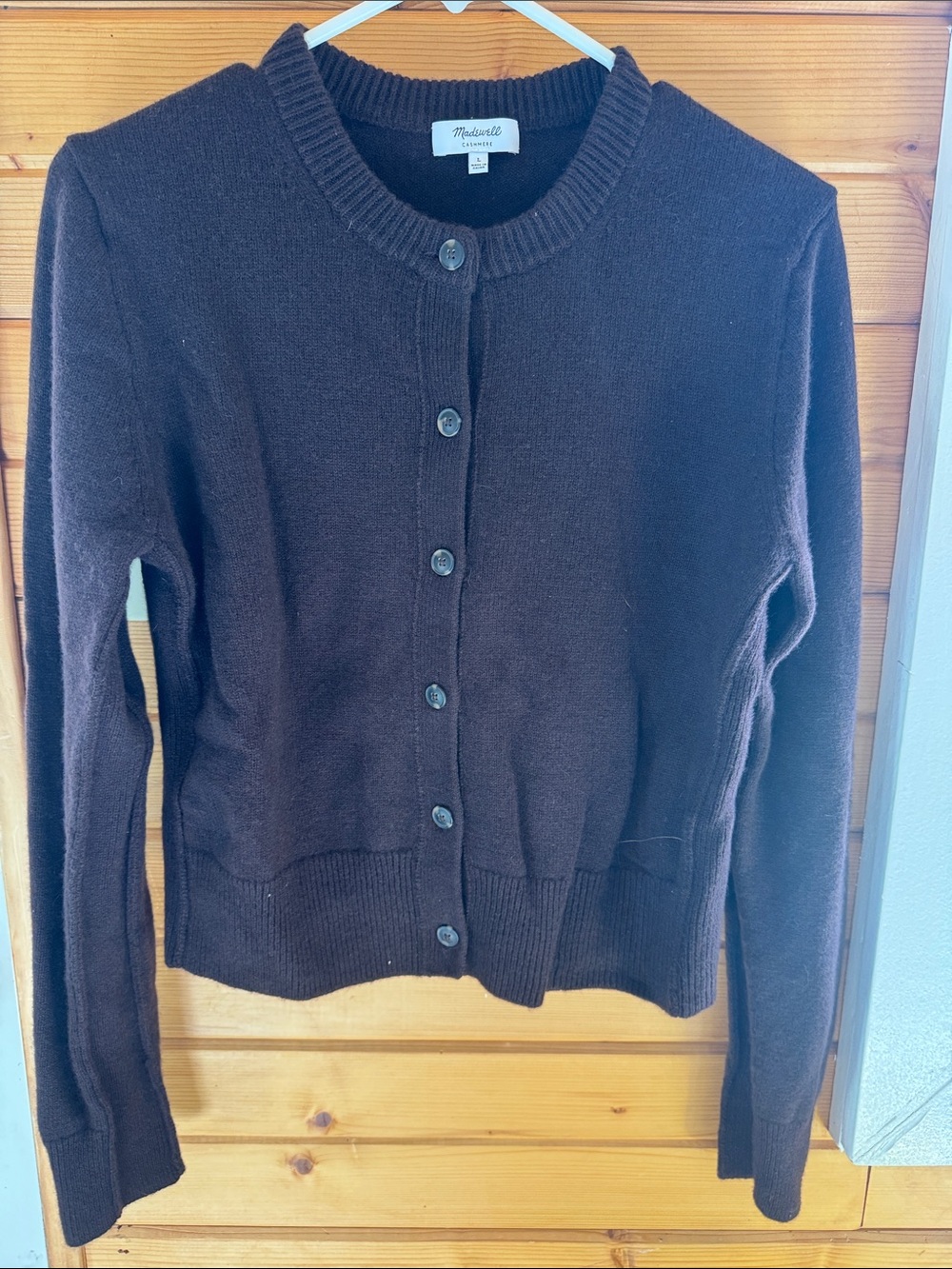 Madewell Brown Crewneck Button-Up Cardigan Sweater